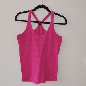 Fitted Pink Sleeveless Backless Tank Top